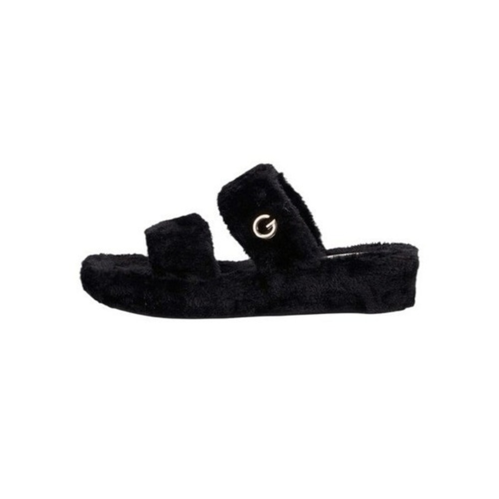 GBG Los Angeles Guess Lennly Casual Furry Slippers‎ Black Faux Fur Slide  9